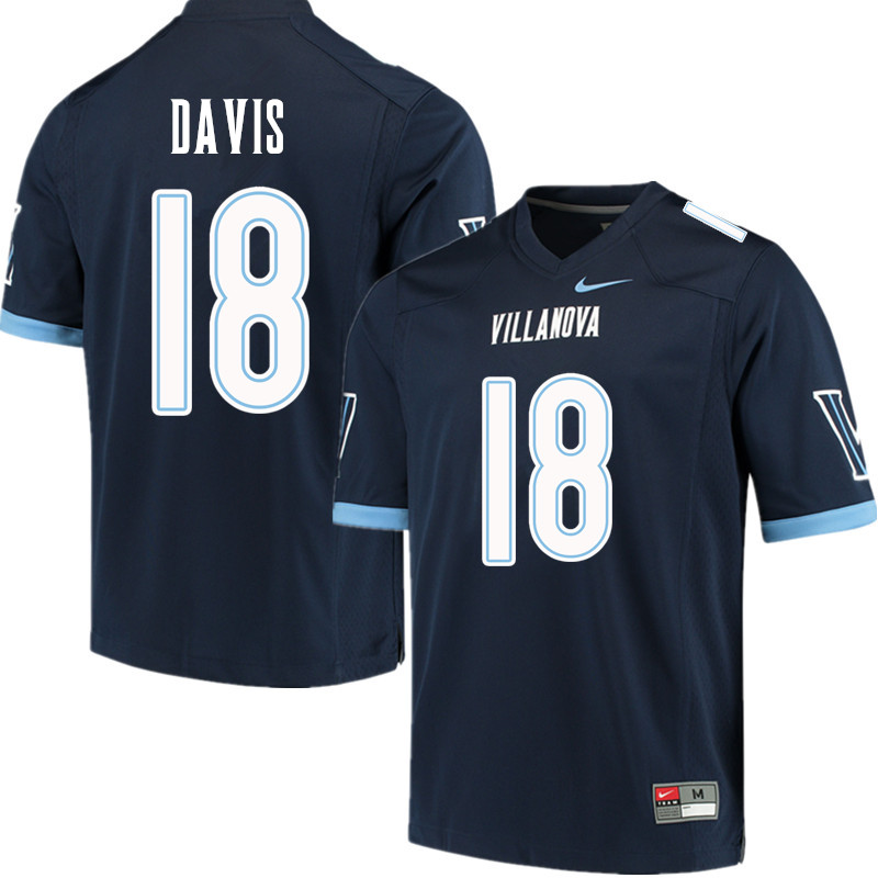 Men #18 Dage Davis Villanova Wildcats College Football Jerseys Sale-Navy